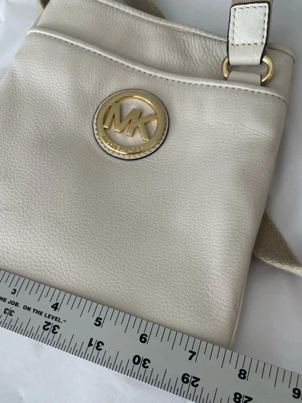 Michael Kors Fulton Pebble Leather Crossbody Bag- Off White Vanilla/Gold Purse